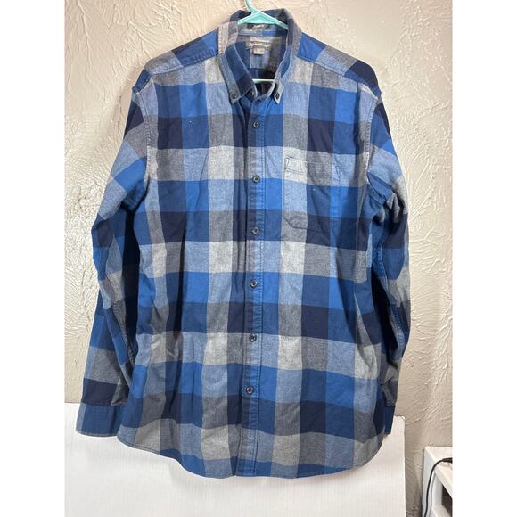 Eddie Bauer Flannel Shirt Blue Plaid Classic Fit Button Down Mens Size Large - Picture 1 of 4